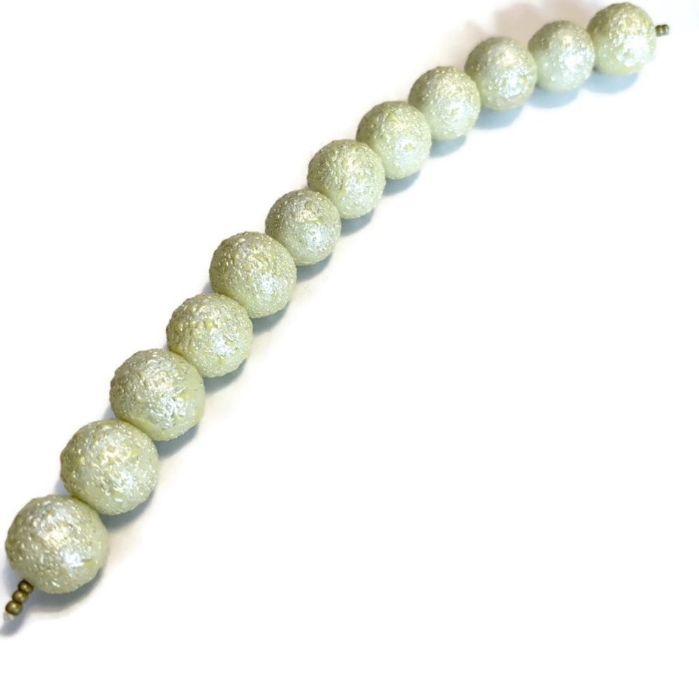 🔥$1 Clearance Jonquil Pearlized Glass Round Beads 14mm (12)